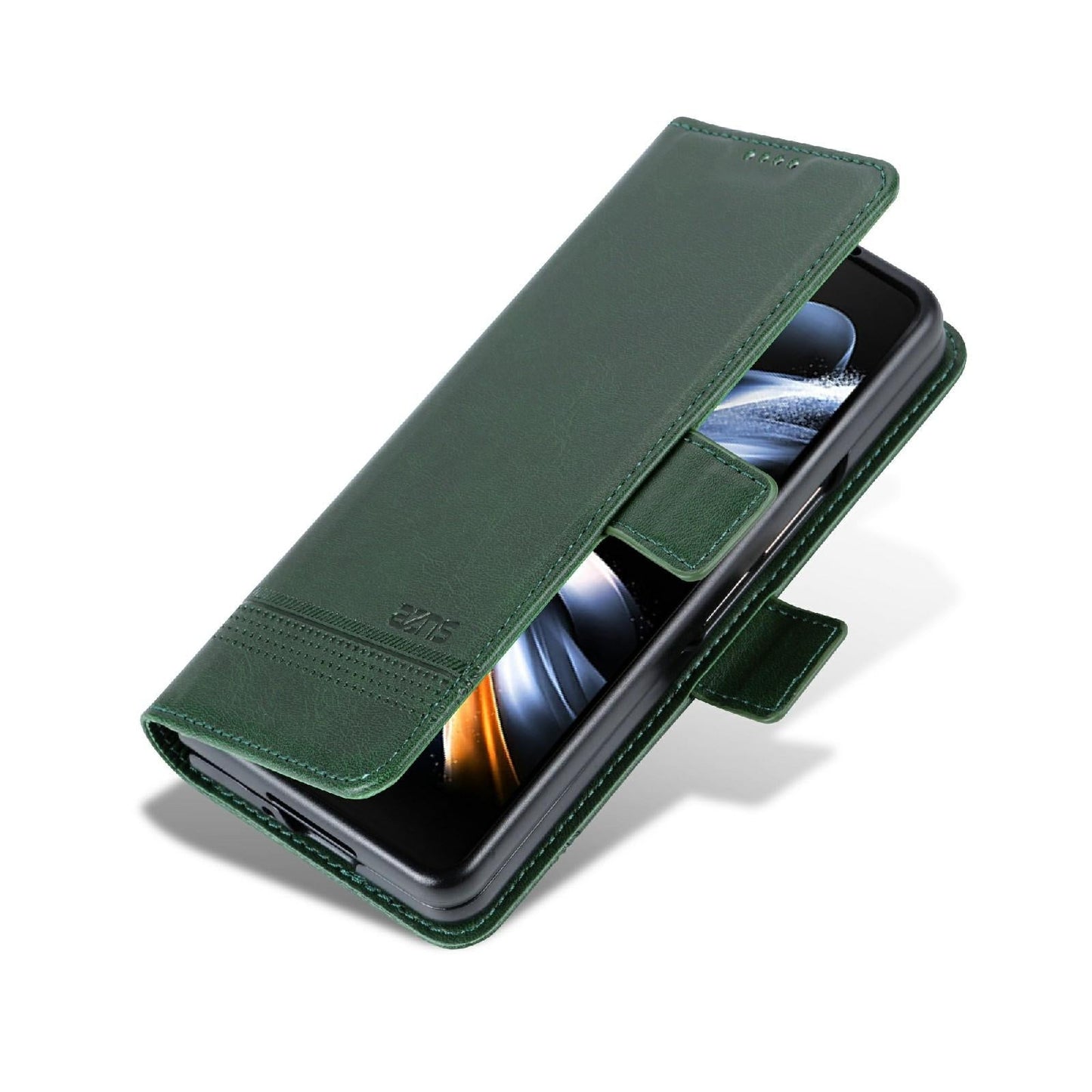 For Samsung Galaxy Z Fold4 5G Leather Magnetic Phone Case - Calf Texture - Black