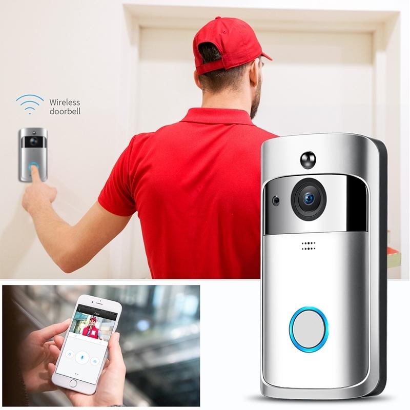 Smart Wifi Video Doorbell With Night Vision & Wide-Angle Camera - 720P Low Power Mobile Remote - Black