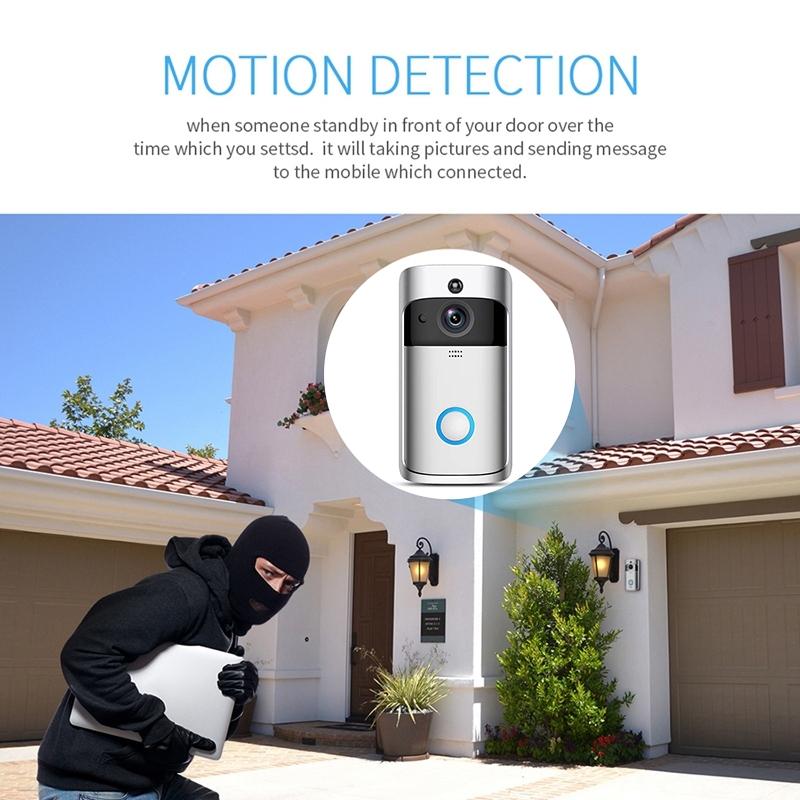 Smart Wifi Video Doorbell With Night Vision & Wide-Angle Camera - 720P Low Power Mobile Remote - Black