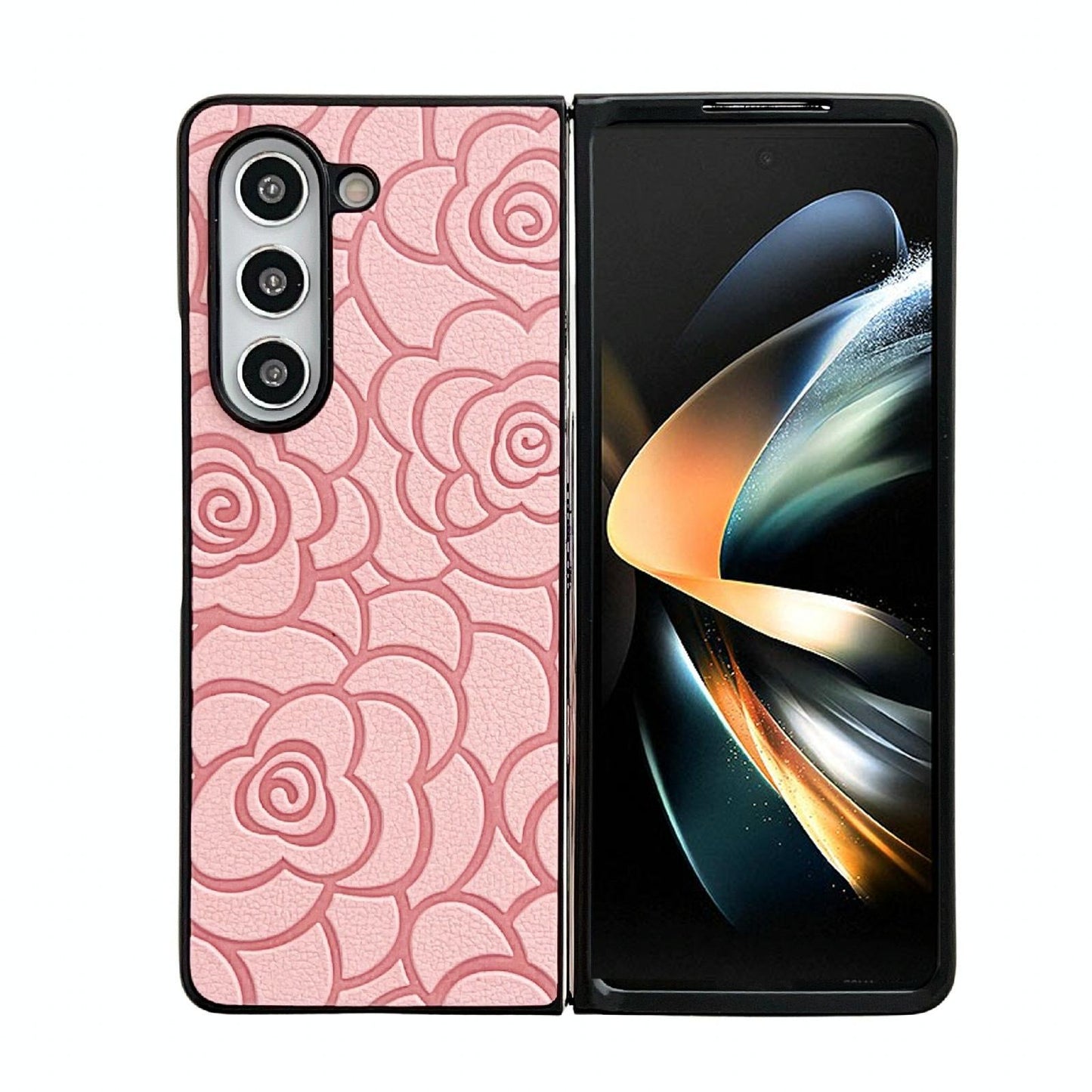 For Samsung Galaxy Z Fold4 5G Floral Print Protective Phone Case - Red