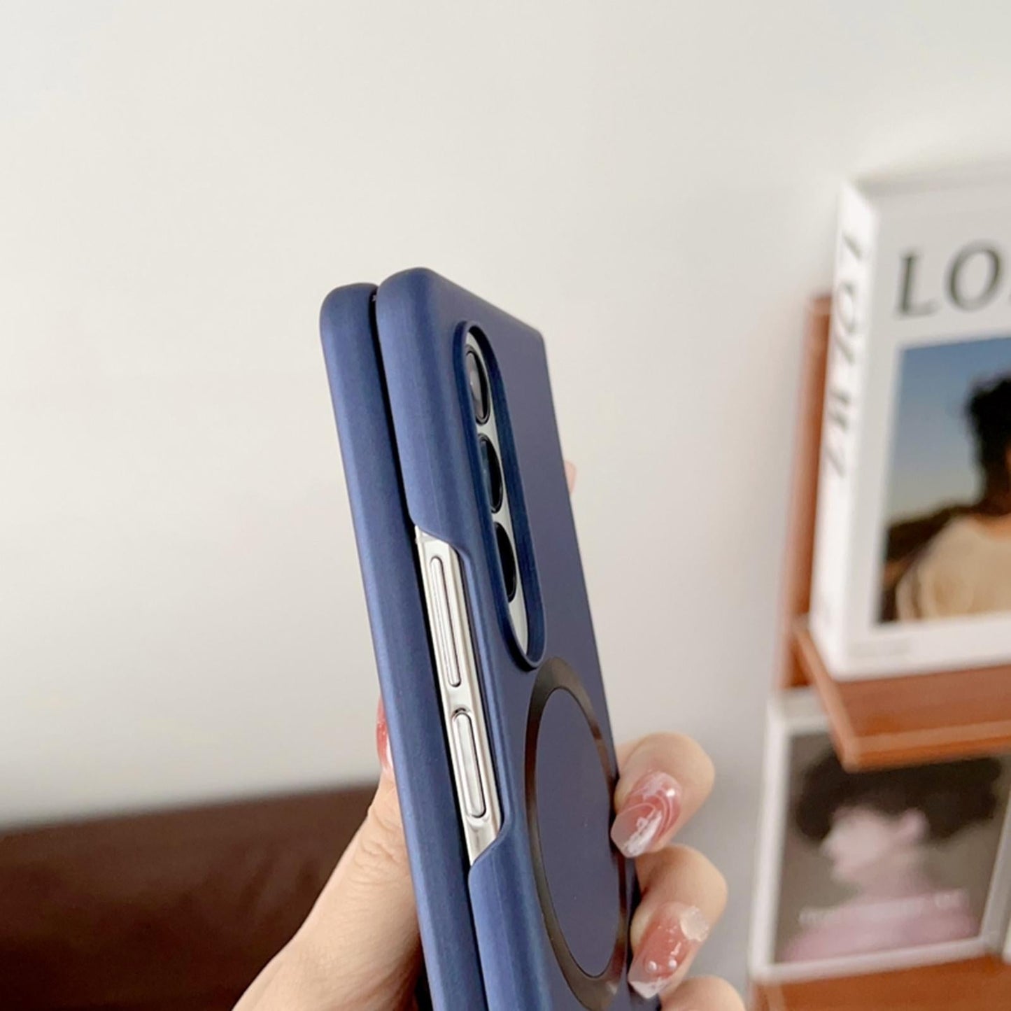 For Samsung Galaxy Z Fold4 5G Shockproof Magnetic Phone Case - Skin Protection - Blue