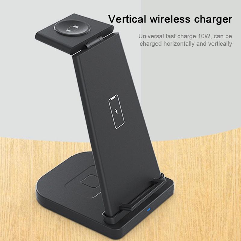 3 In 1 Foldable Charging Stand For Iphones Apple Watch And Airpods - Black
