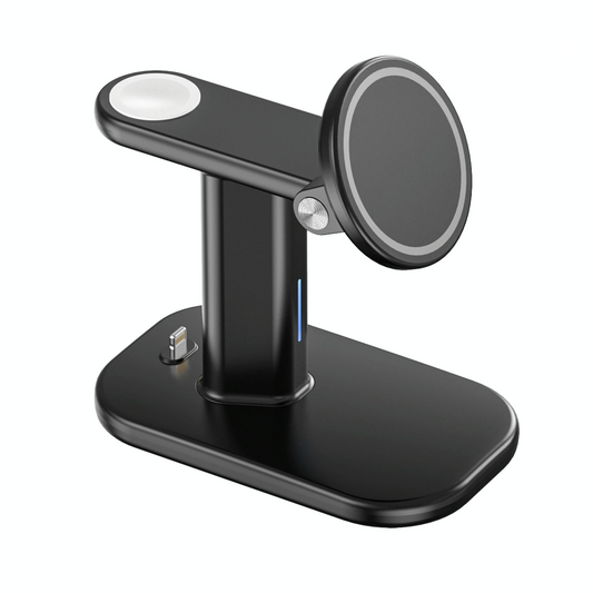 3 In 1 Magnetic Wireless Charger Stand 15W - Black