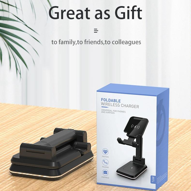 Portable 2 In 1 Wireless Charging Stand Double Charge - White