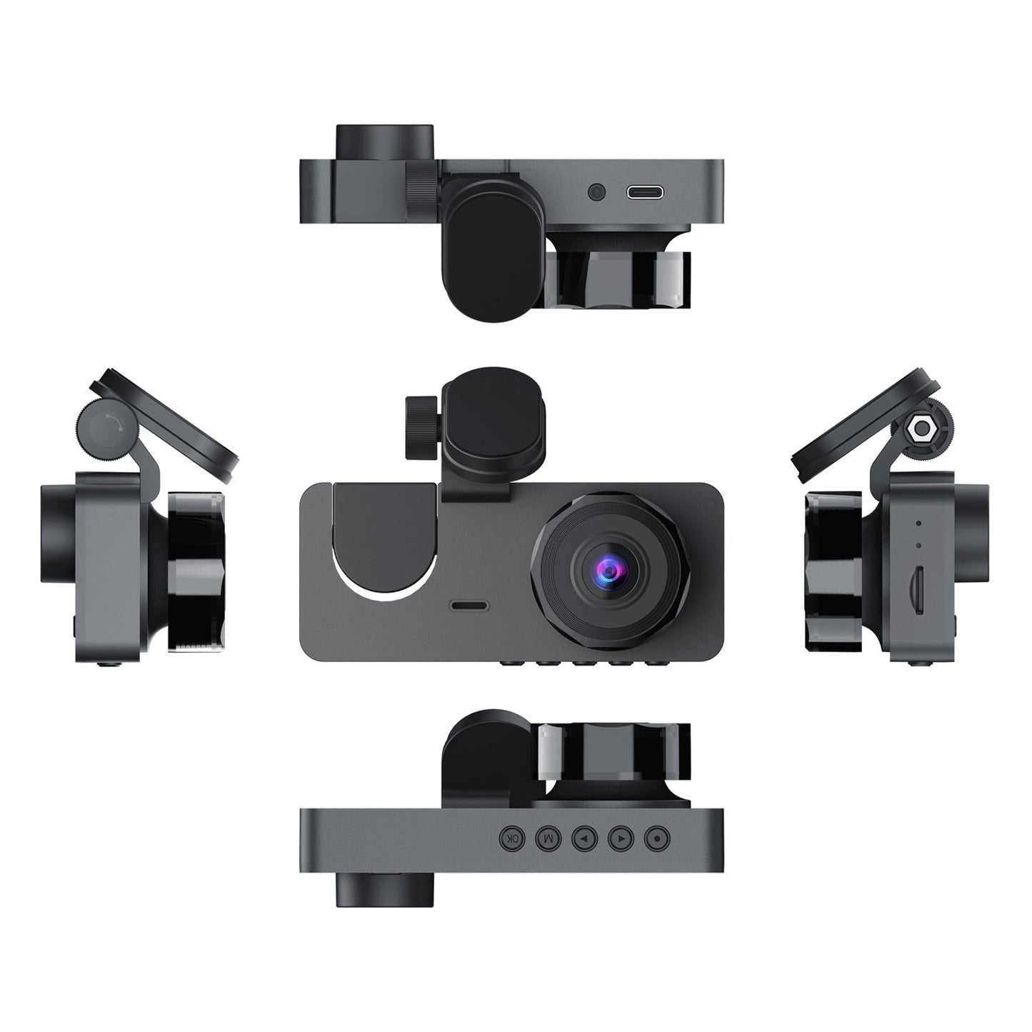 Black A2 Triple Lens Car Dash Camera Recorder