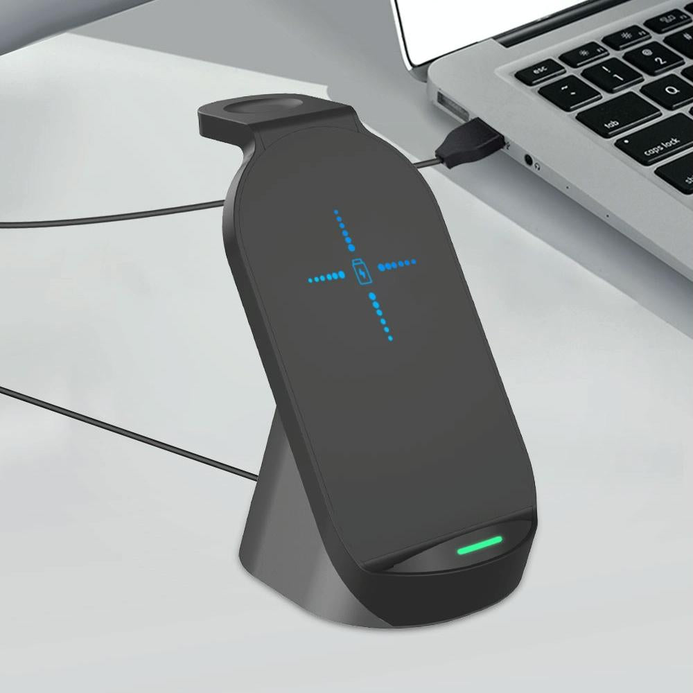 3 In 1 Wireless Charger For Iphone Apple Watch Airpods & Android Black