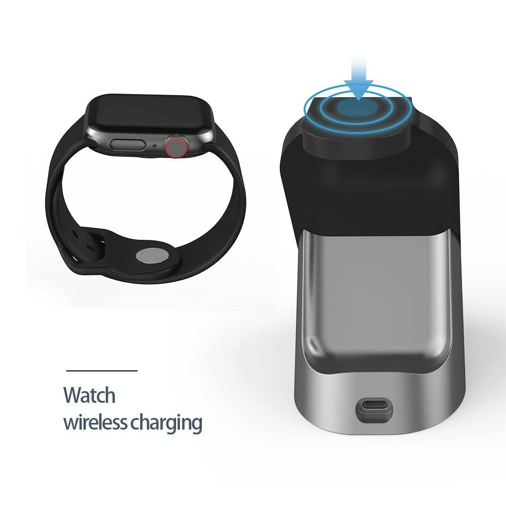 3 In 1 Wireless Charger For Iphone Apple Watch Airpods & Android Black