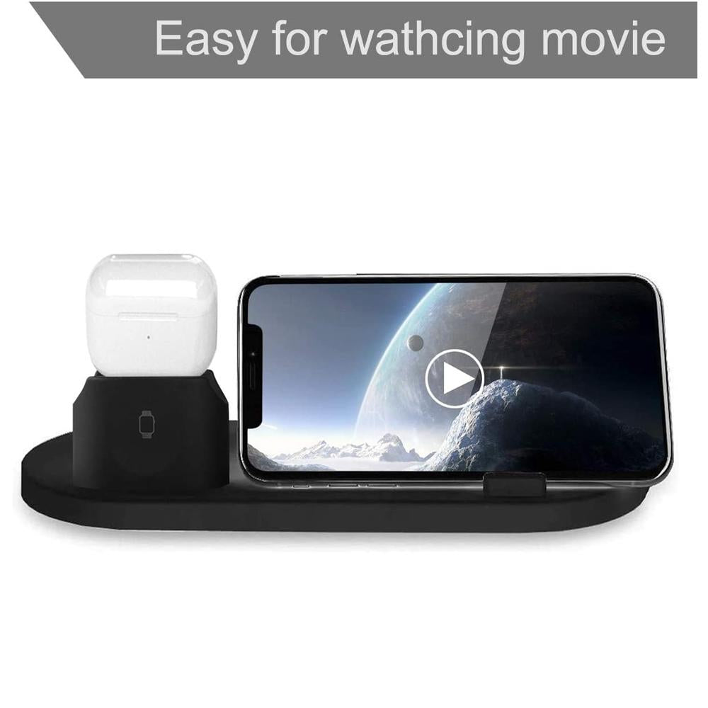 6 In 1 Wireless Charger For Iphone Apple Watch Airpods & Android - Black