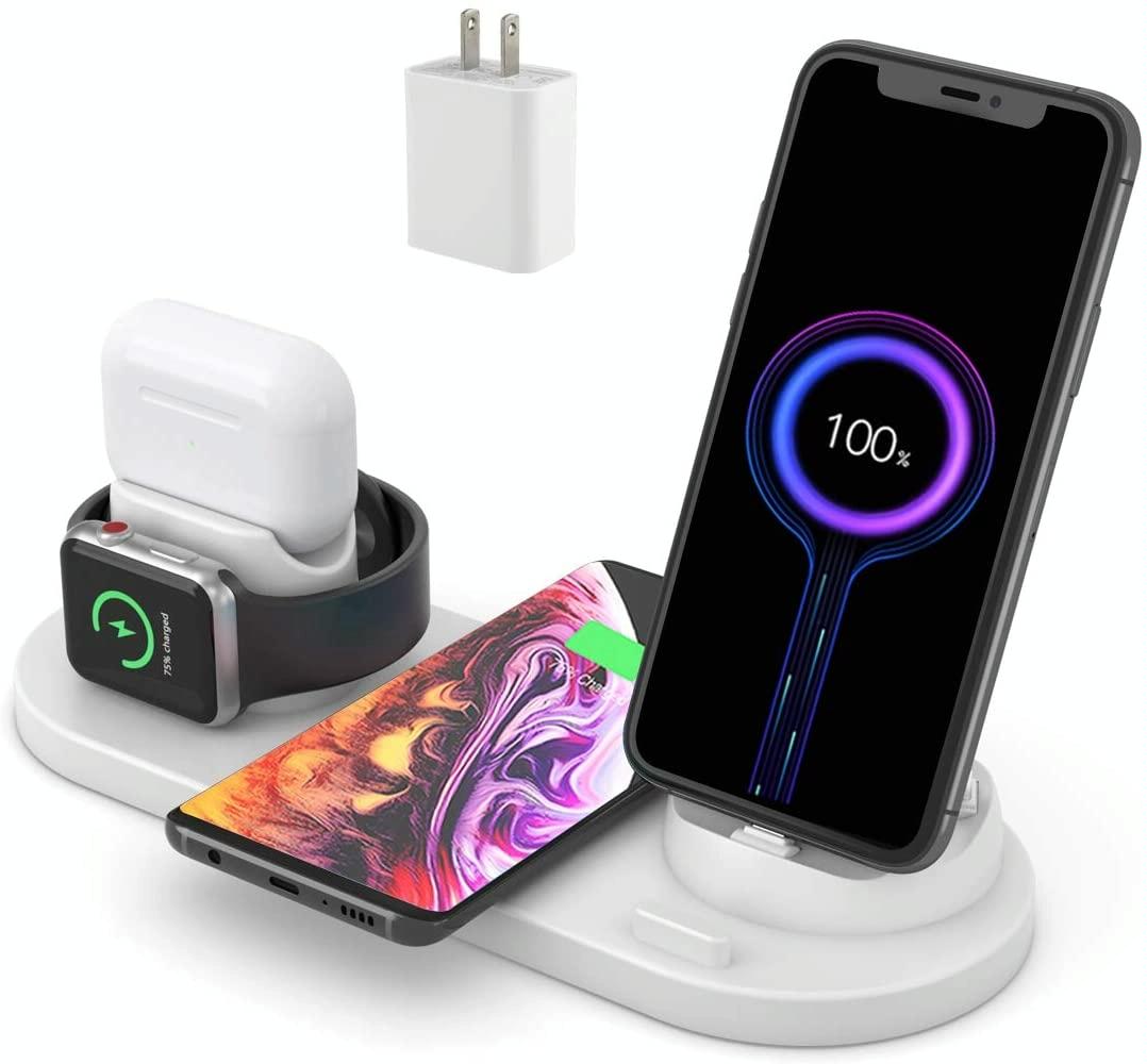 6 In 1 Wireless Charger For Iphone Apple Watch Airpods & Android - Black
