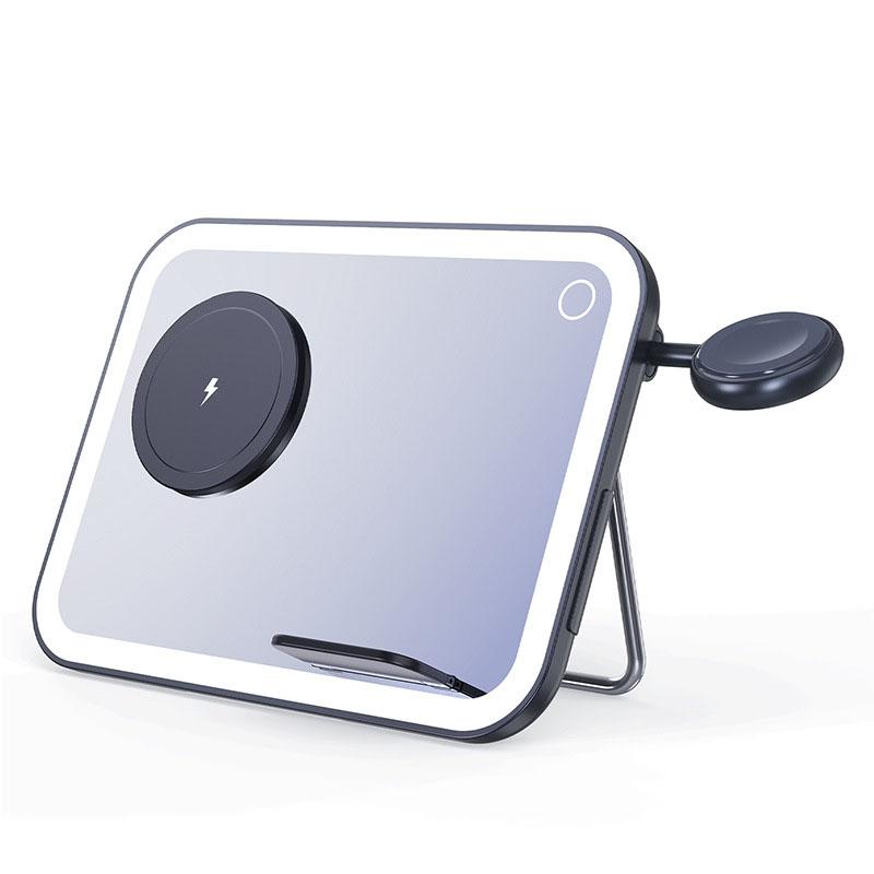 15W 3 In 1 Magnetic Led Makeup Mirror Charger - Black