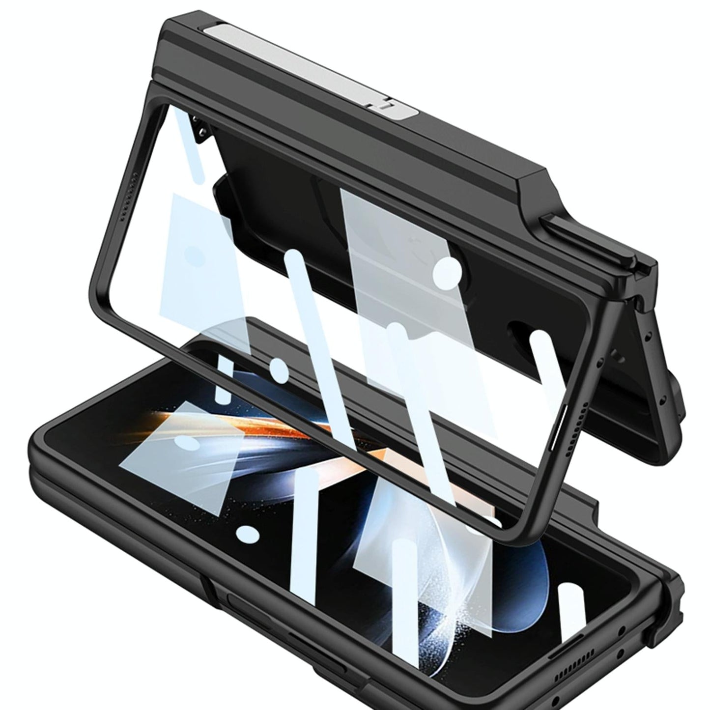 For Samsung Galaxy Z Fold4 5G Magnetic Armor Phone Case - Full Coverage - Litchi Texture