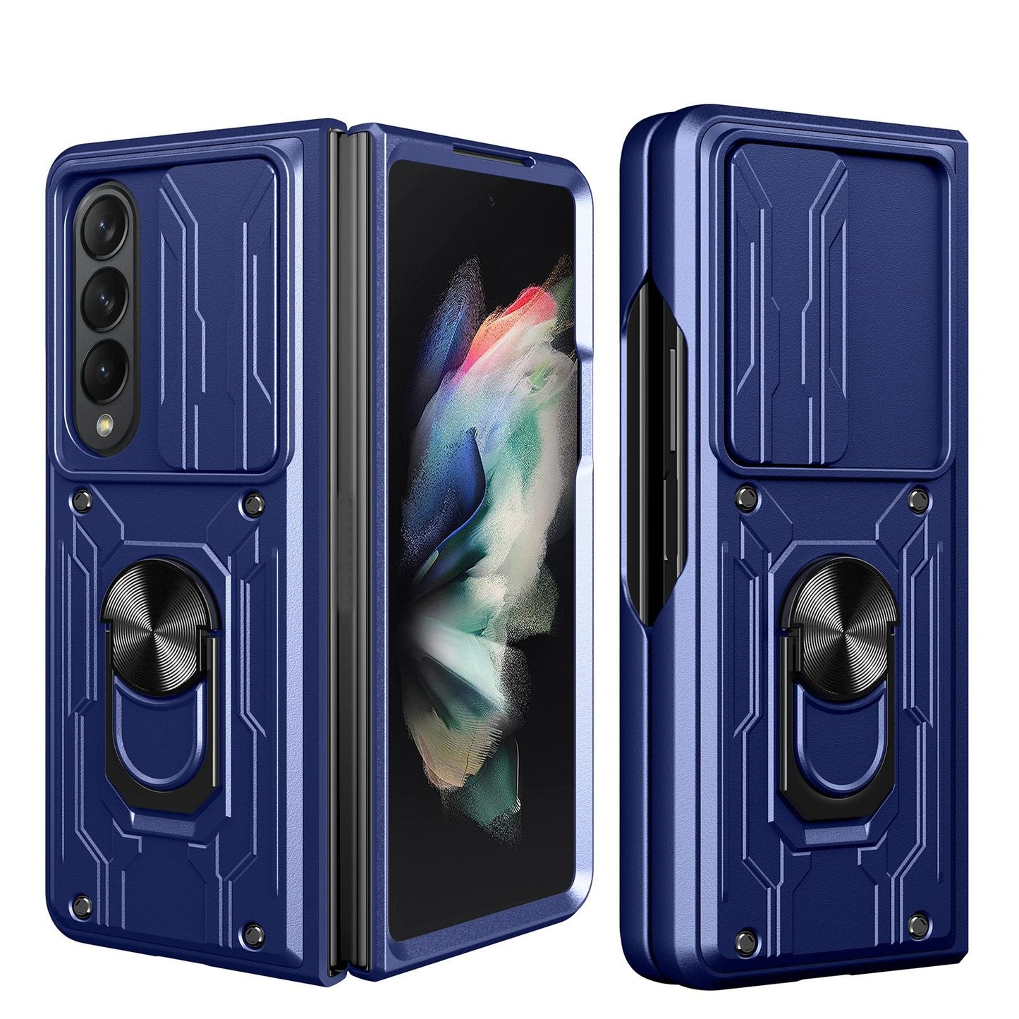 For Samsung Galaxy z Fold4 5G Protective Sliding Camshield Phone Case - Blue