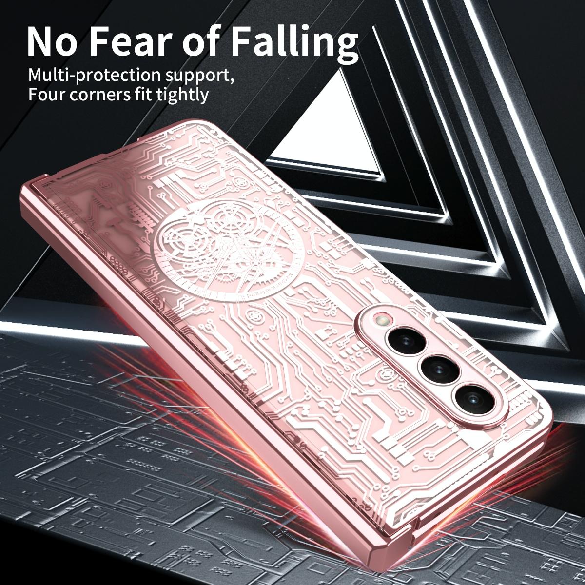 For Samsung Galaxy Z Fold4 5G Foldable Electroplated Phone Case - Mechanical Legend 4. - Silver
