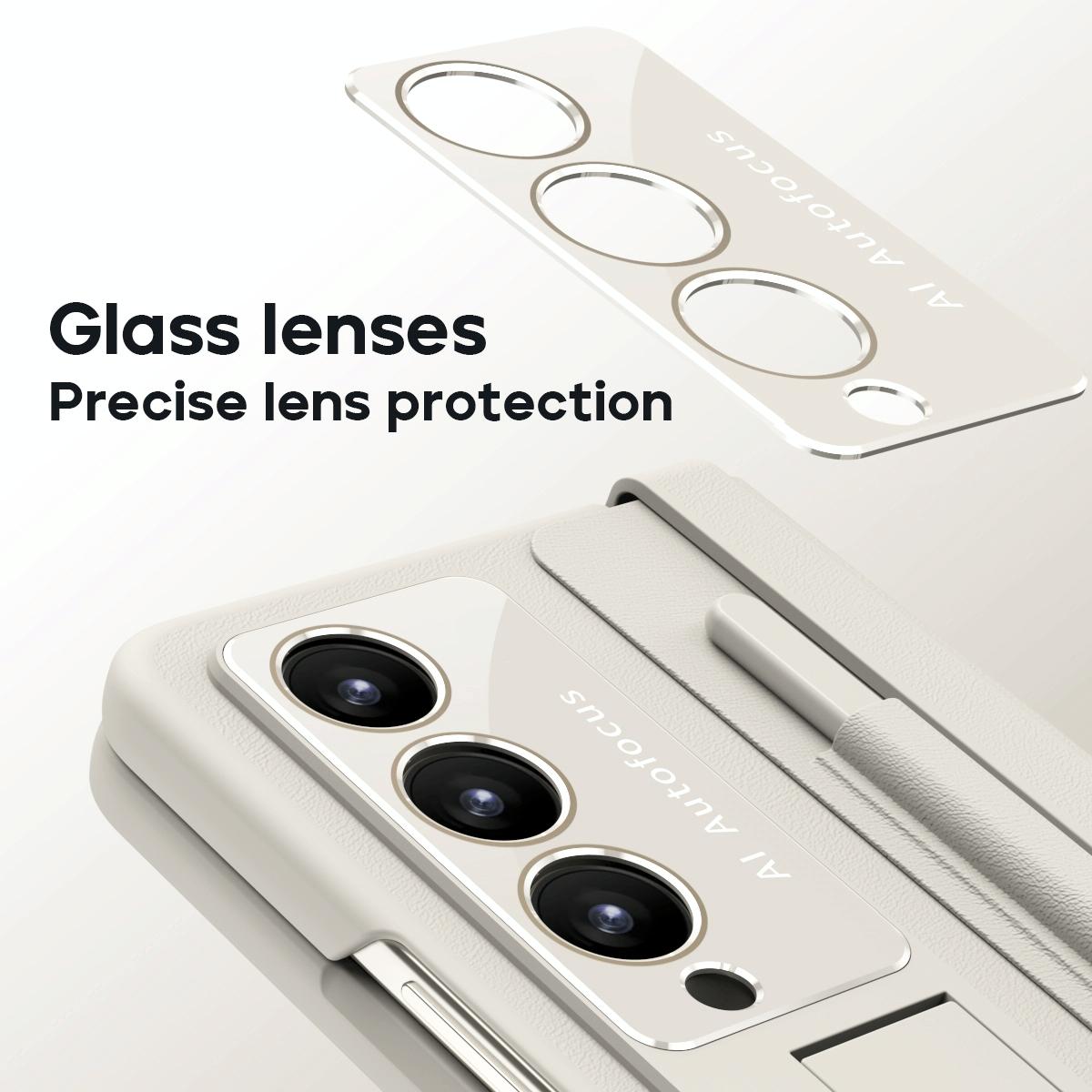 For Samsung Galaxy Z Fold4 5G Phone Case With Pen Slots - Full Coverage - White