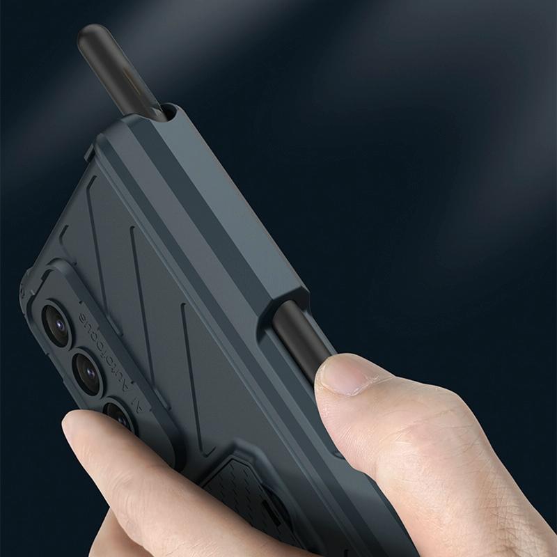 For Samsung Galaxy Z Fold4 5G Magnetic Armor Case With Push Pen - Black