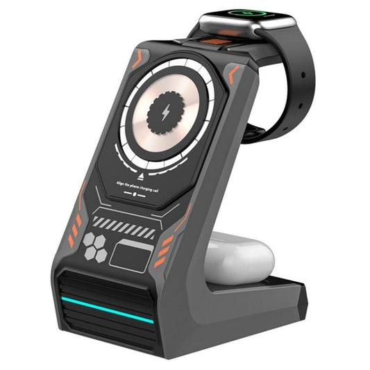 3 In 1 Wireless Charger For Mobile Phone And Earphones - Grey