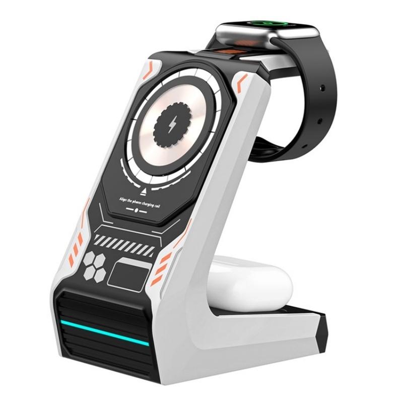 3 In 1 Wireless Charger For Mobile Phone And Earphones - Grey