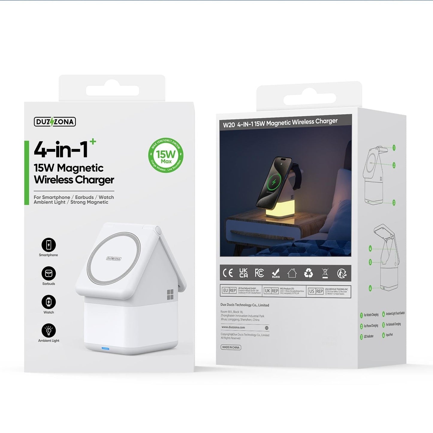 4 In 1 15W Magnetic Wireless Charger White