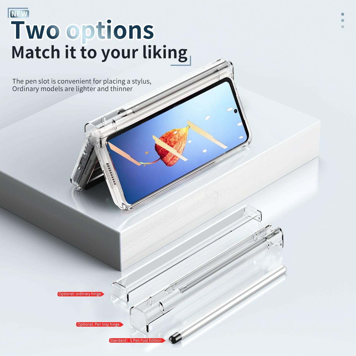 For Samsung Galaxy Z Fold4 5G Full Body Phone Case with Integrated Hinge and Pen Slot - Silver