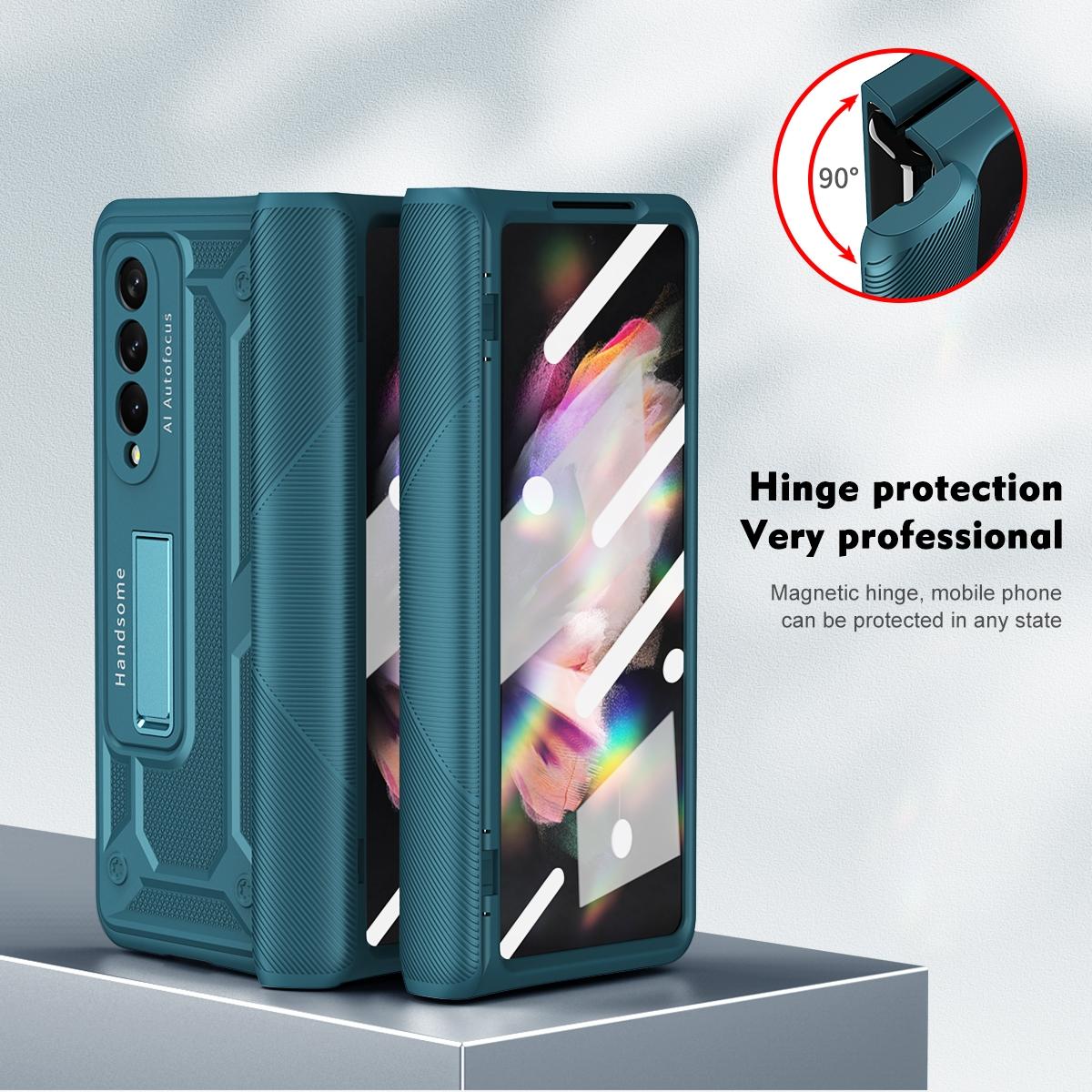 For Samsung Galaxy Z Fold4 5G Shockproof Secure Hinge Phone Case - Blue