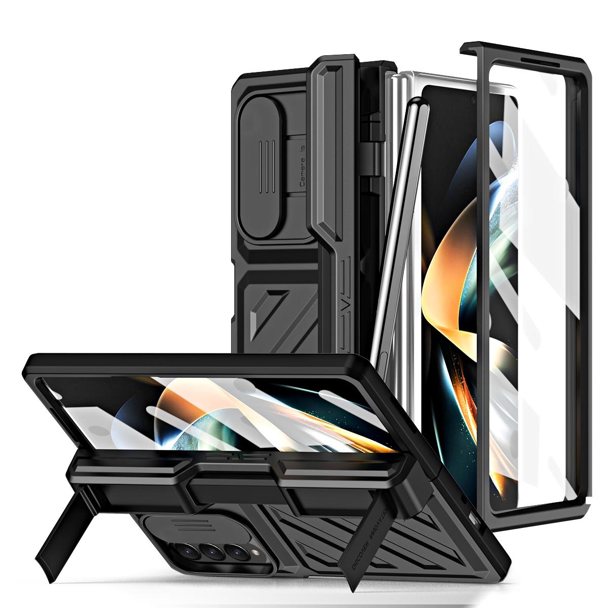 For Samsung Galaxy Z Fold4 5G Shockproof Tpu Pc Case With Pen - Silver