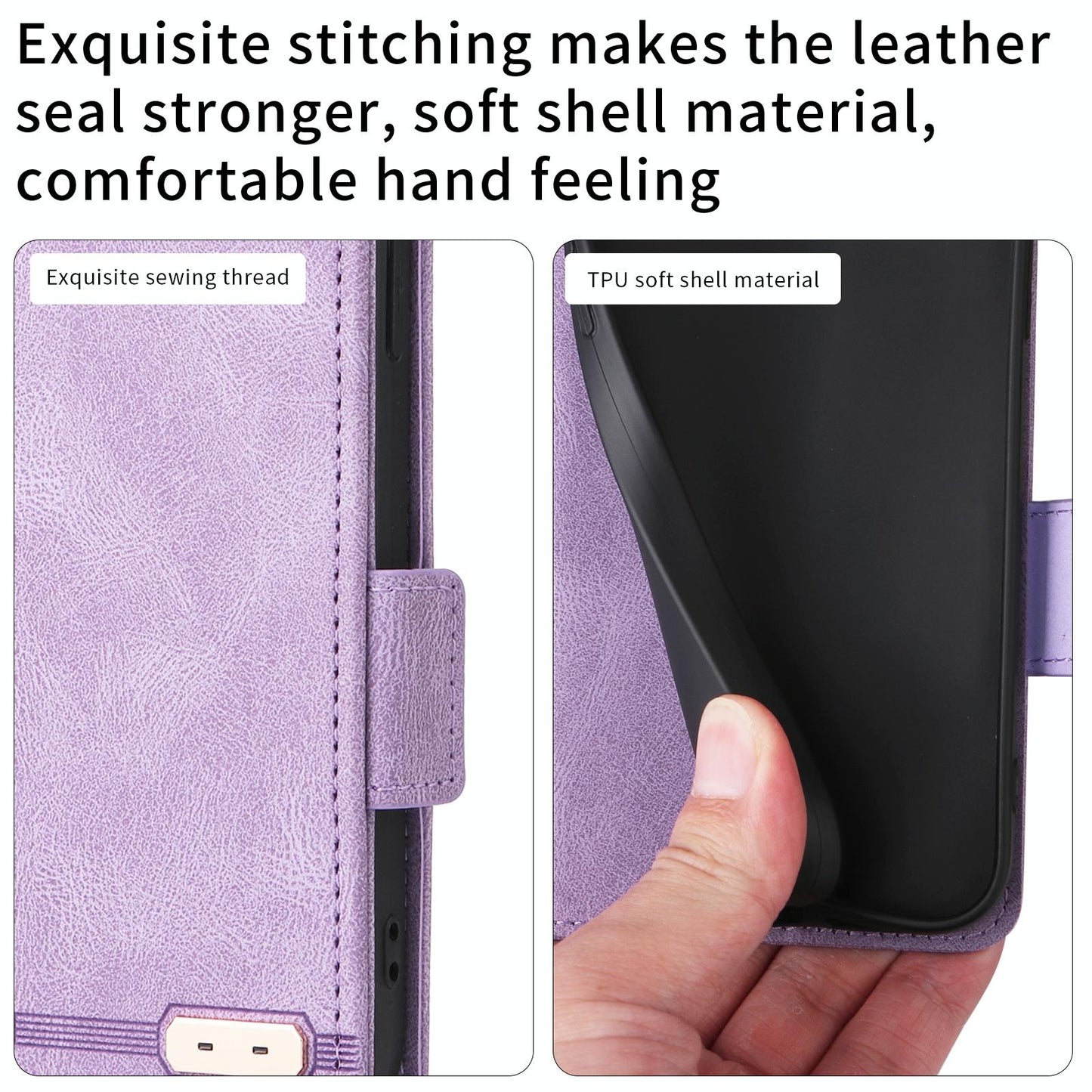 For Samsung Galaxy Z Fold4 5G Leather Flip Case With Magnetic Clasp - Purple
