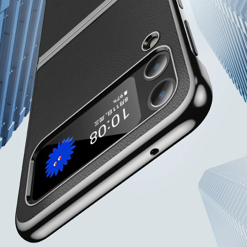 For Samsung Galaxy Z Fold4 5G Leather Folding Phone Case - Electroplated Finish - Army Green