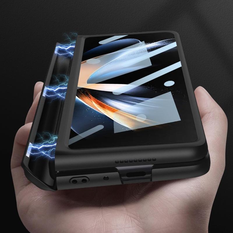 For Samsung Galaxy Z Fold4 5G Foldable Magnetic Flip Case With Holder & Pen Slot - Gkk - Silver