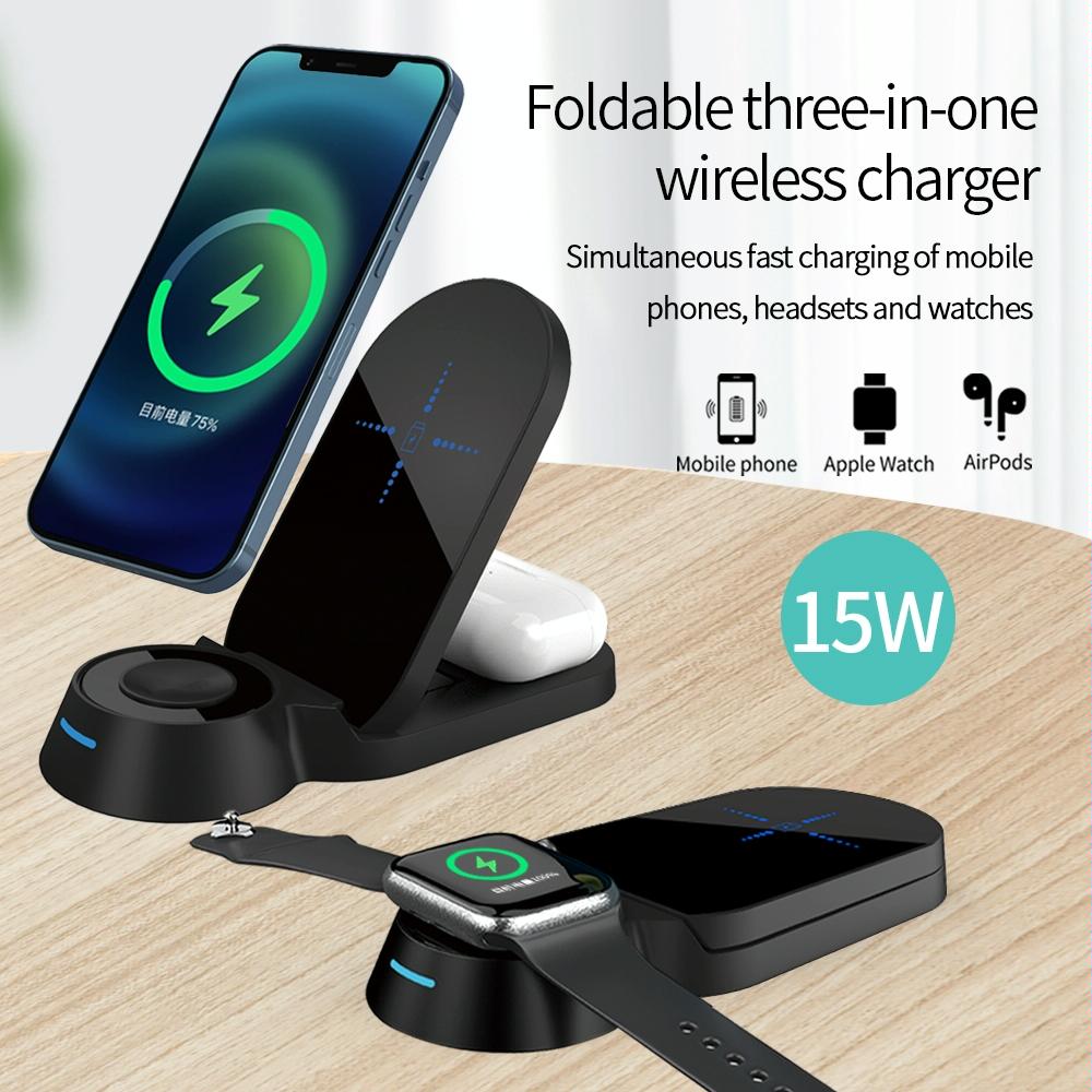 3 In 1 Foldable Wireless Charger For Smart Devices - White