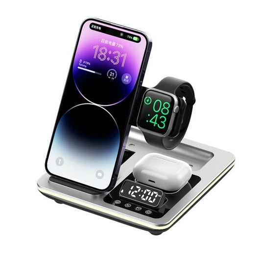 15W 5 In 1 Foldable Wireless Charger Stand - Silver