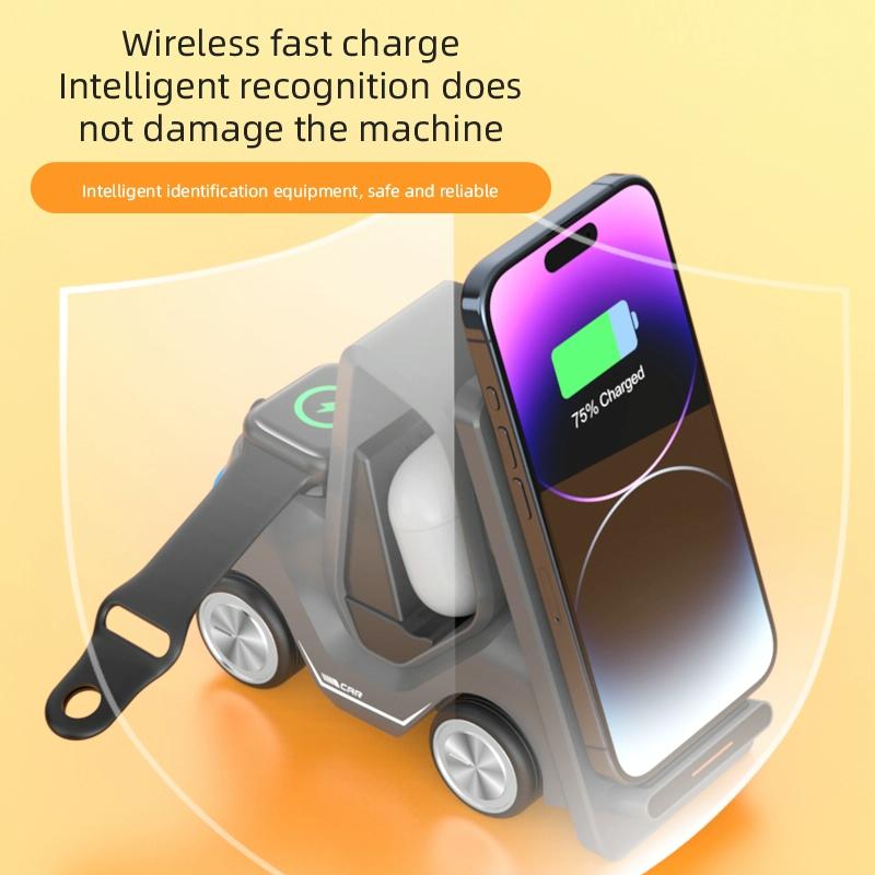 15W 3 In 1 Forklift Wireless Charger With Led Light - White
