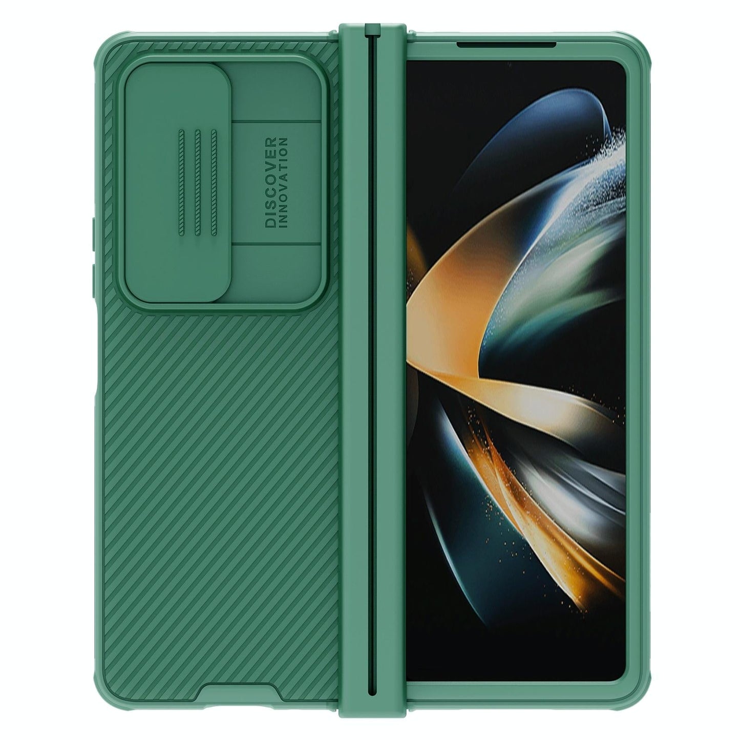 For Samsung Galaxy Z Fold4 5G Mirror Pro Camshield Case Set - Green