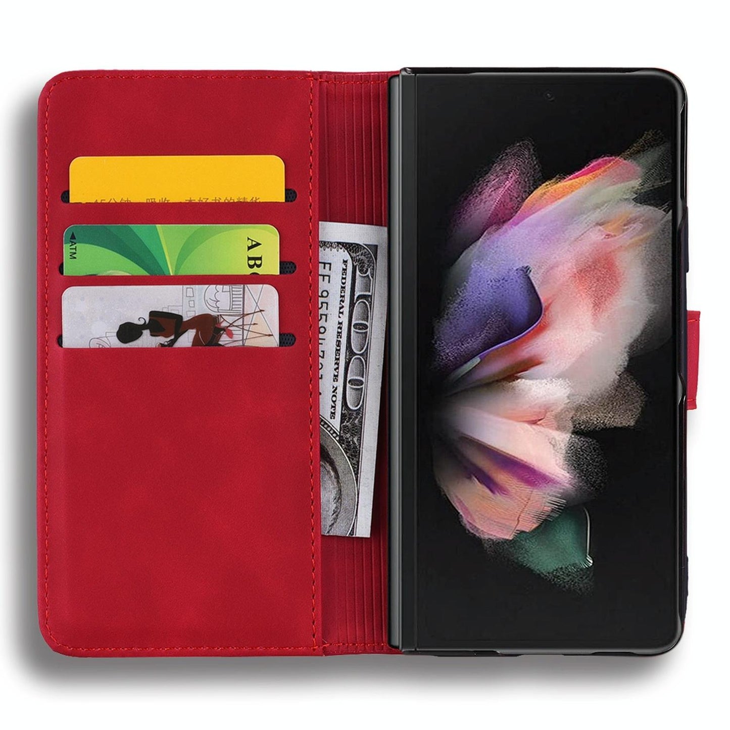 For Samsung Galaxy Z Fold4 5G Dual Fold Mandala Leather Case - Embossed Design - Pink