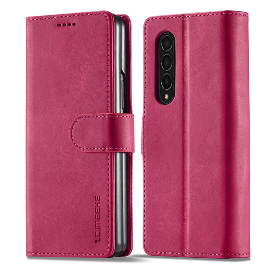For Samsung Galaxy Z Fold4 5G Calf Leather Phone Case - Red