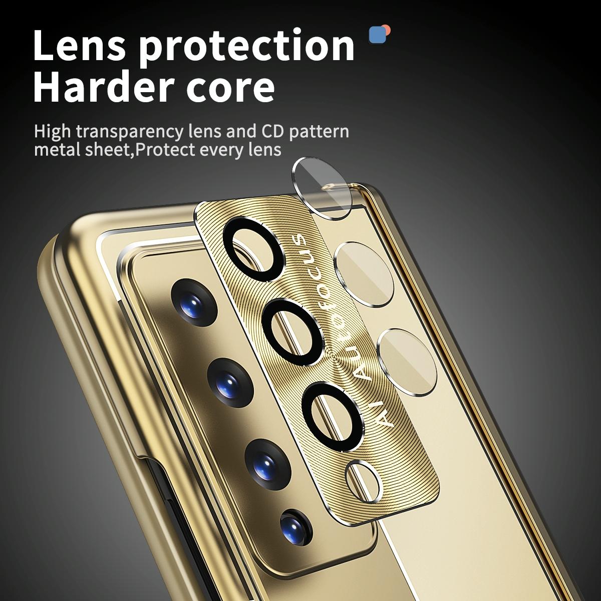 For Samsung Galaxy Z Fold4 5G Shockproof Aluminum Double Hinge Case - Gold