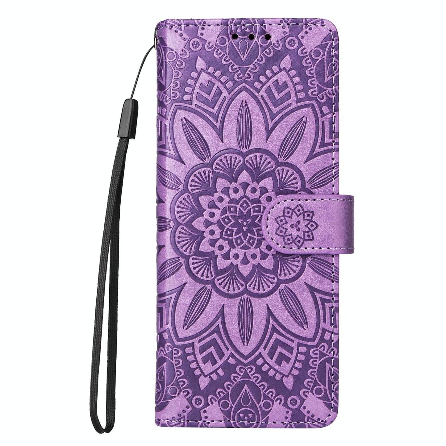 For Samsung Galaxy Z Fold4 5G Sunflower Embossed Leather Phone Case - Purple