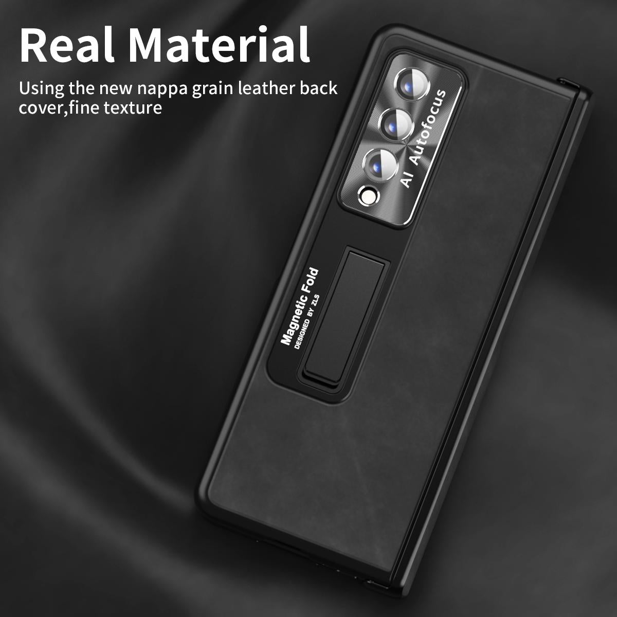 For Samsung Galaxy Z Fold4 5G Napa Texture All-In-One Phone Case - Red