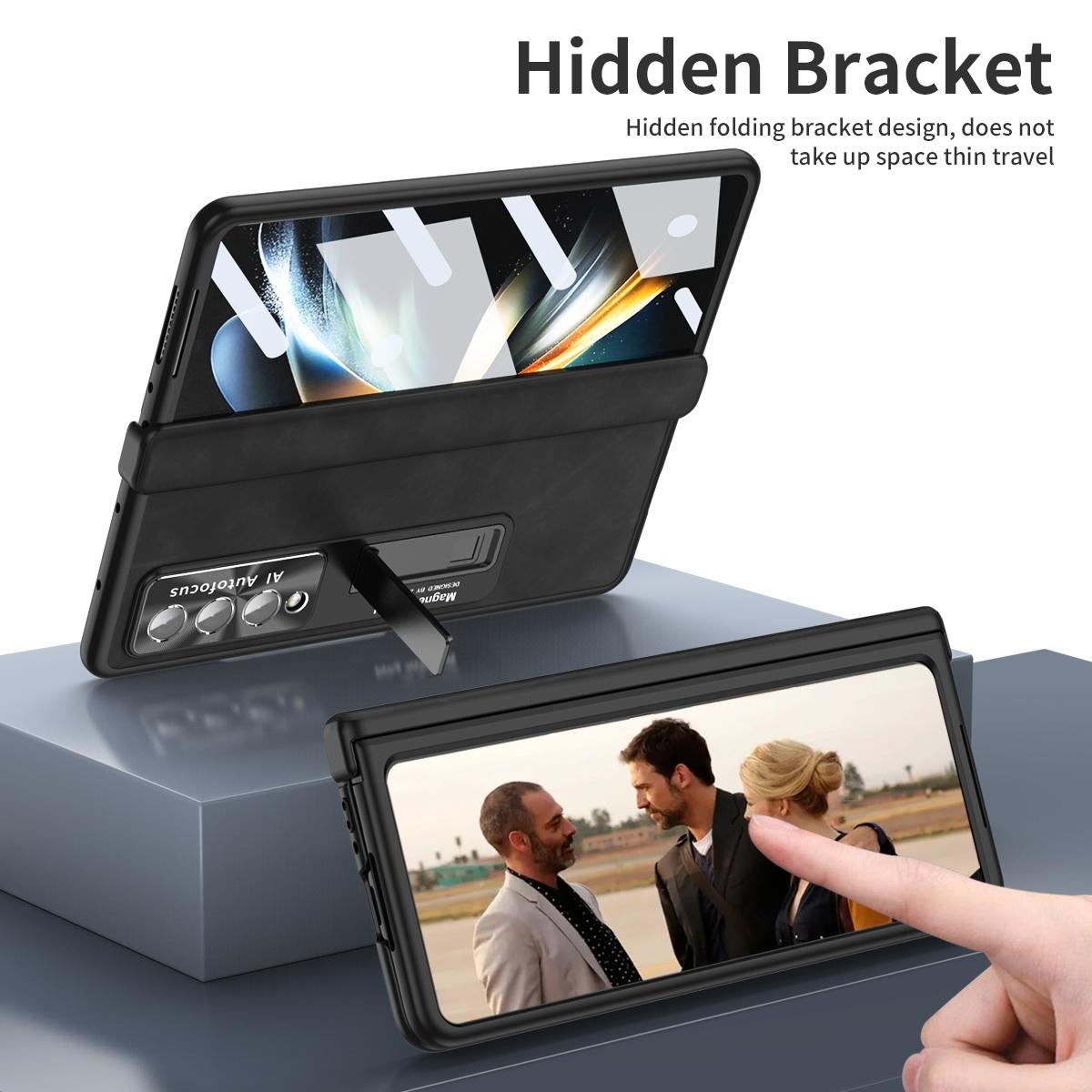 For Samsung Galaxy Z Fold4 5G Napa Texture All-In-One Phone Case - Red