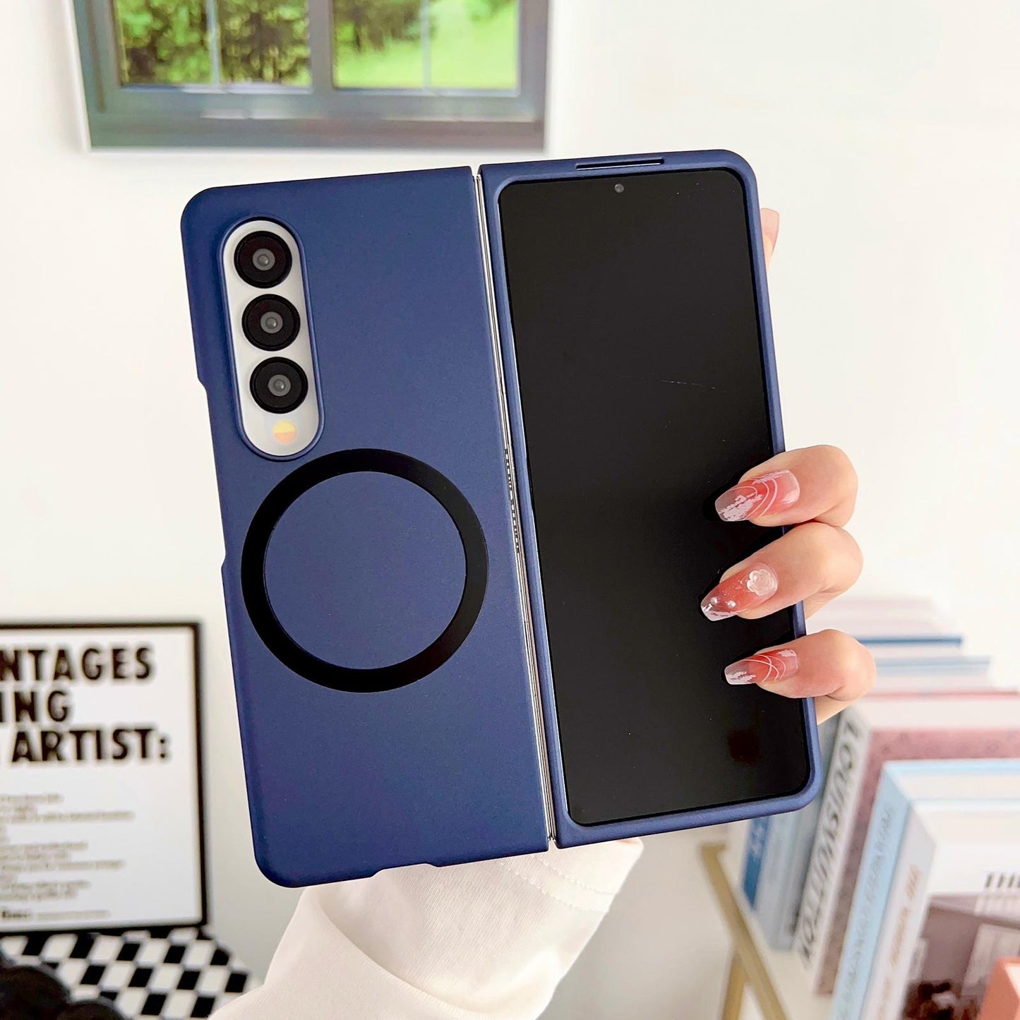 For Samsung Galaxy Z Fold4 5G Shockproof Magnetic Phone Case - Skin Protection - Pink