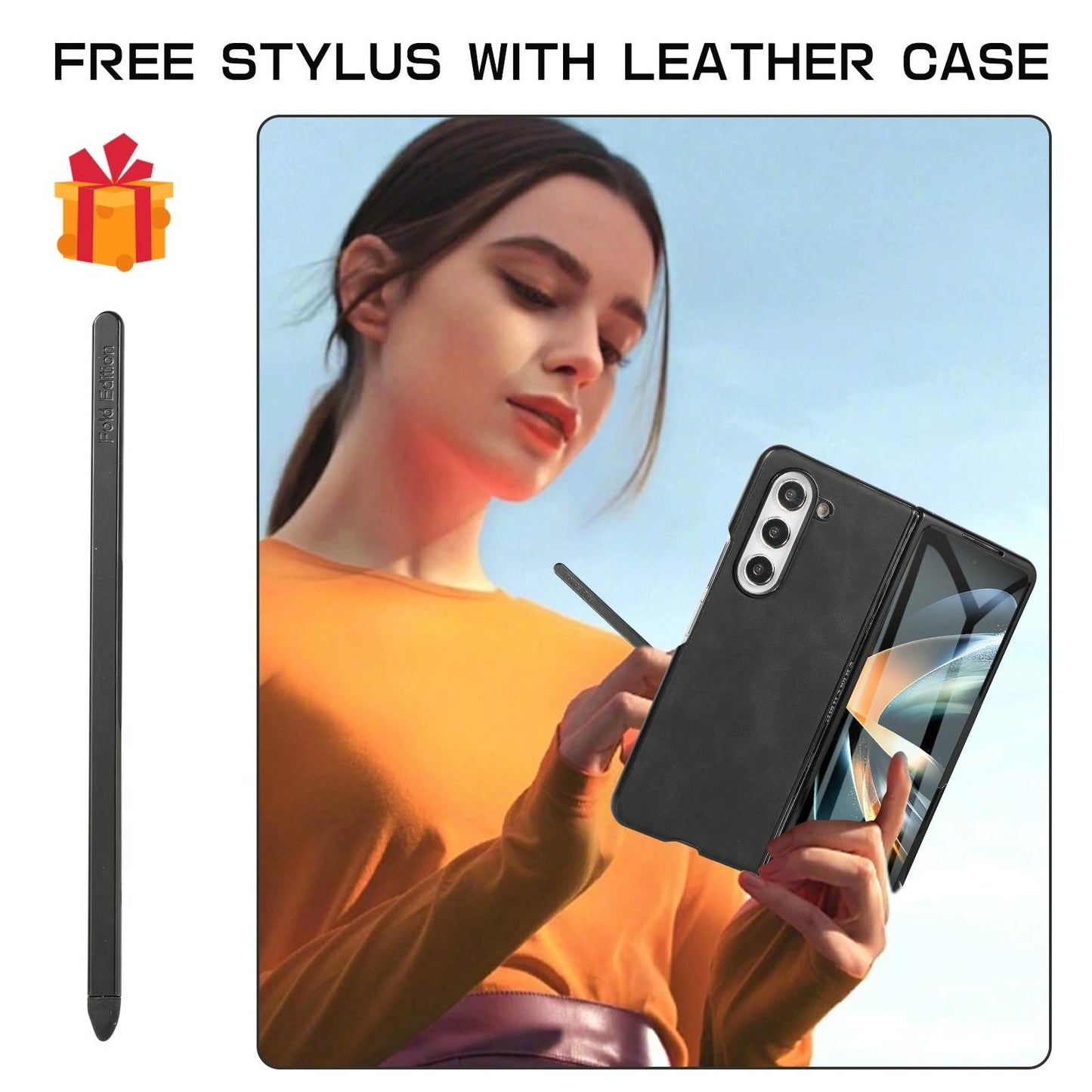 For Samsung Galaxy Z Fold4 5G Shockproof Foldable Leather Case With Stylus - Grey