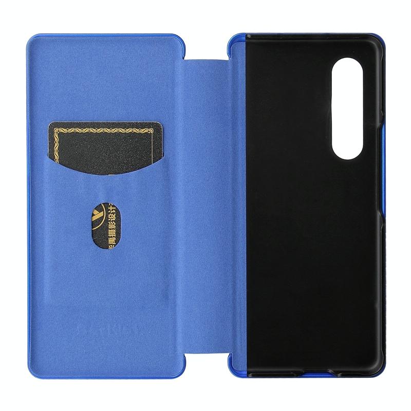 For Samsung Galaxy Z Fold4 5G Carbon Fiber Flip Leather Case - Blue