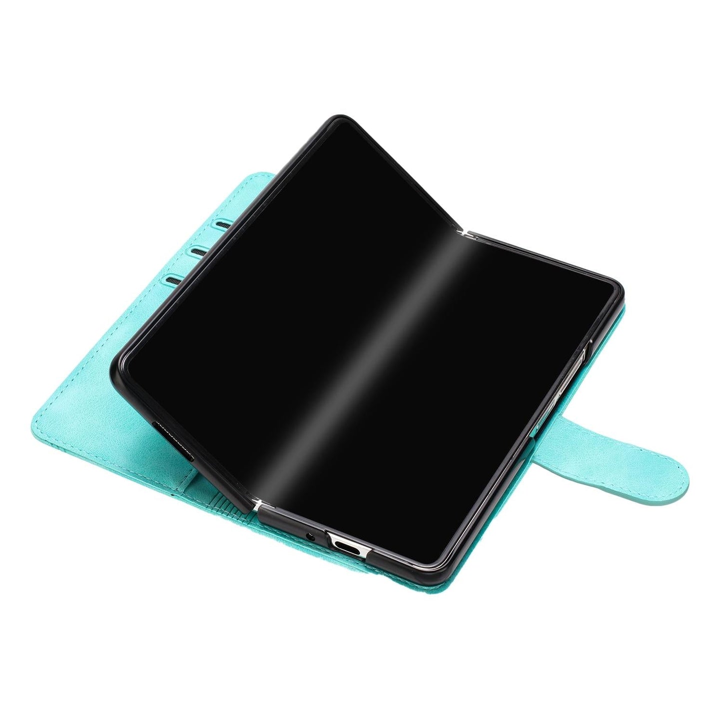 For Samsung Galaxy Z Fold4 5G Leather Phone Case With Heart Pattern - Purple