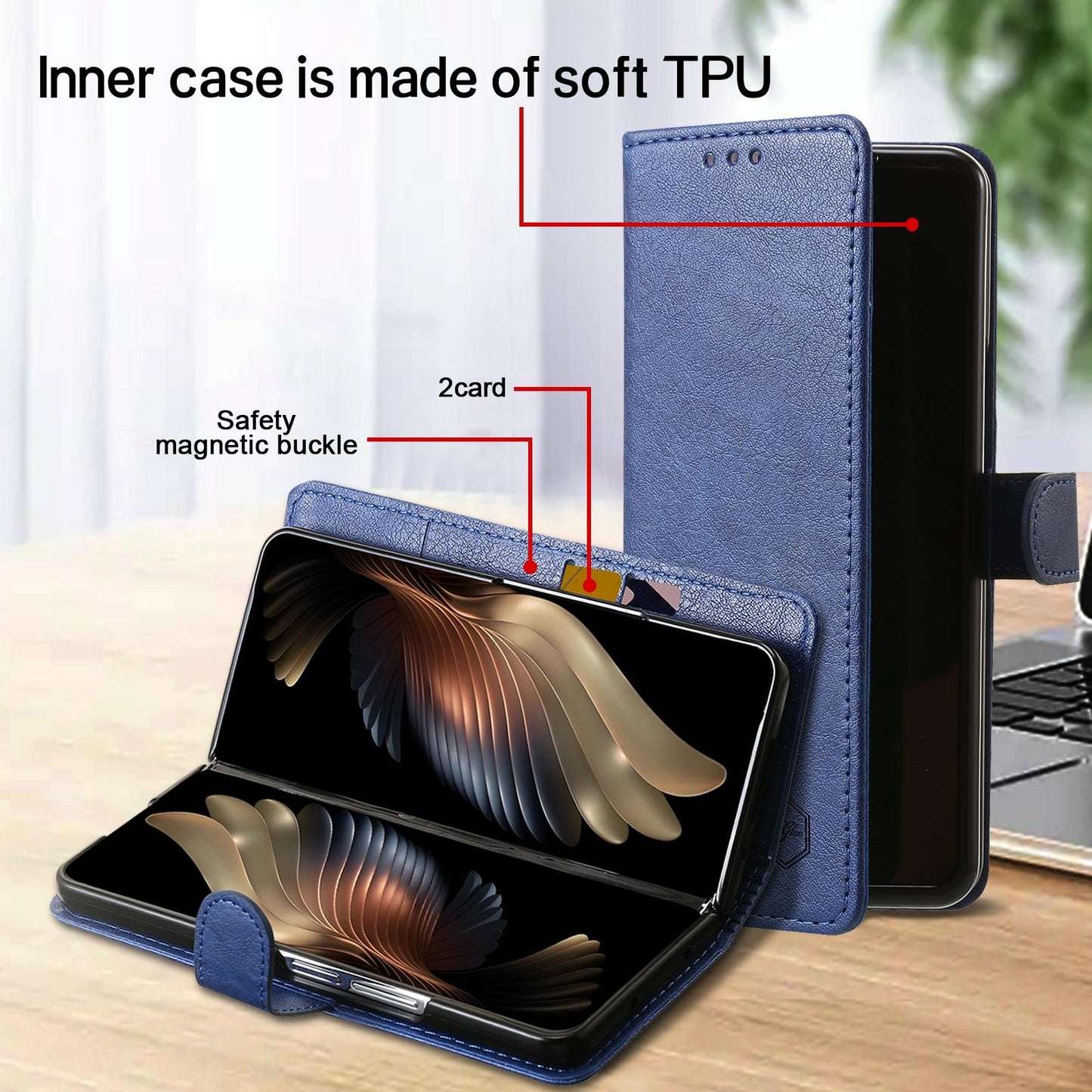 For Samsung Galaxy Z Fold4 5G Leather Texture Phone Case - Pu Tpu - Brown