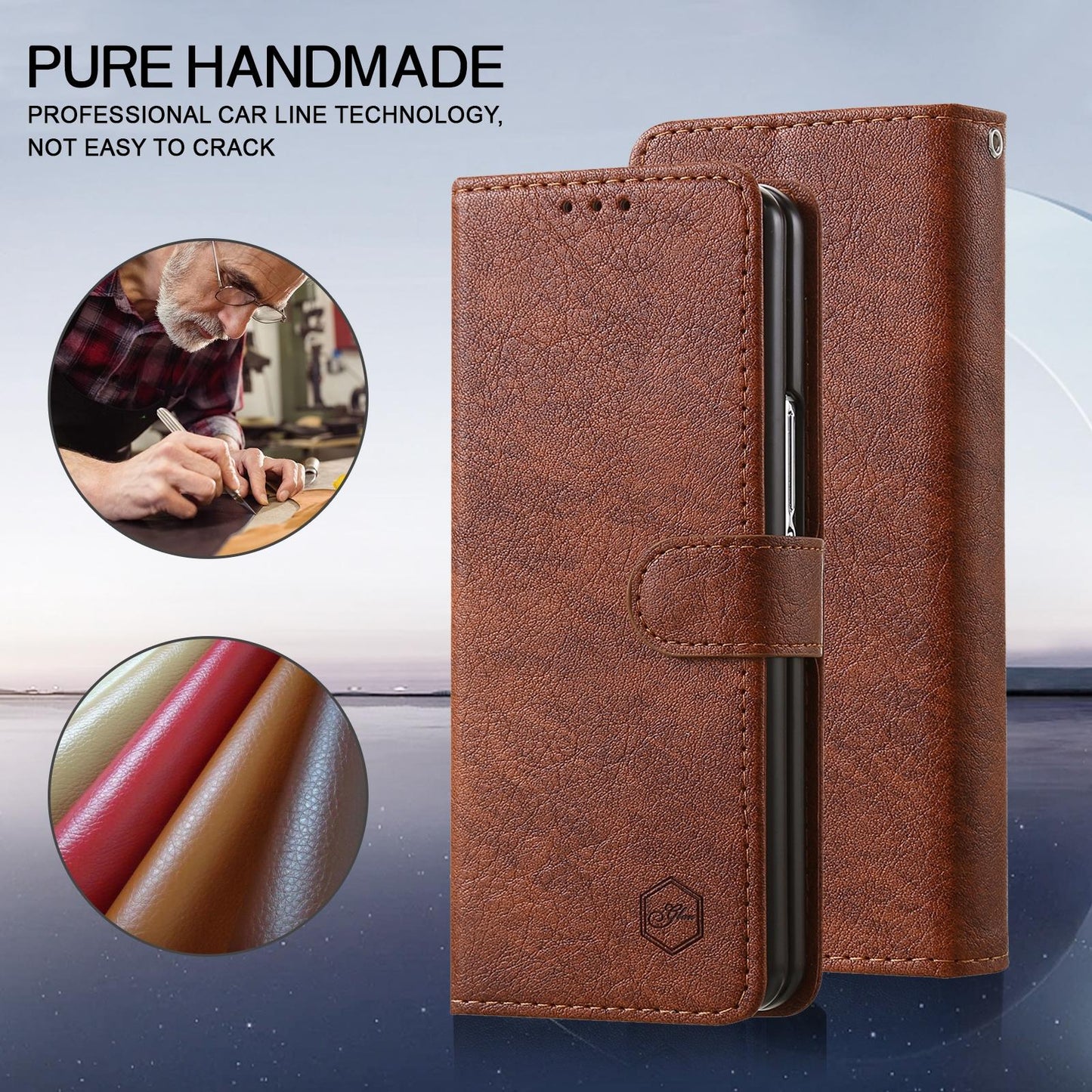 For Samsung Galaxy Z Fold4 5G Leather Texture Phone Case - Pu Tpu - Brown