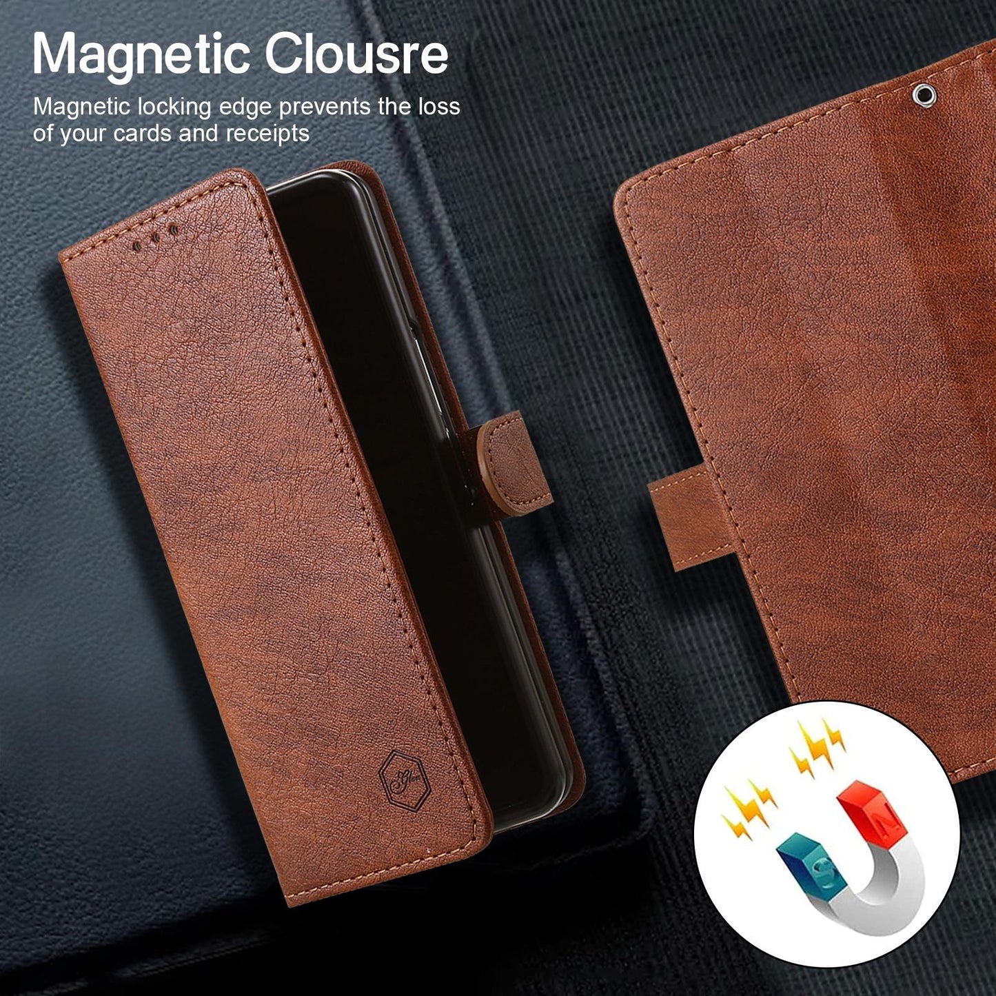 For Samsung Galaxy Z Fold4 5G Leather Texture Phone Case - Pu Tpu - Brown