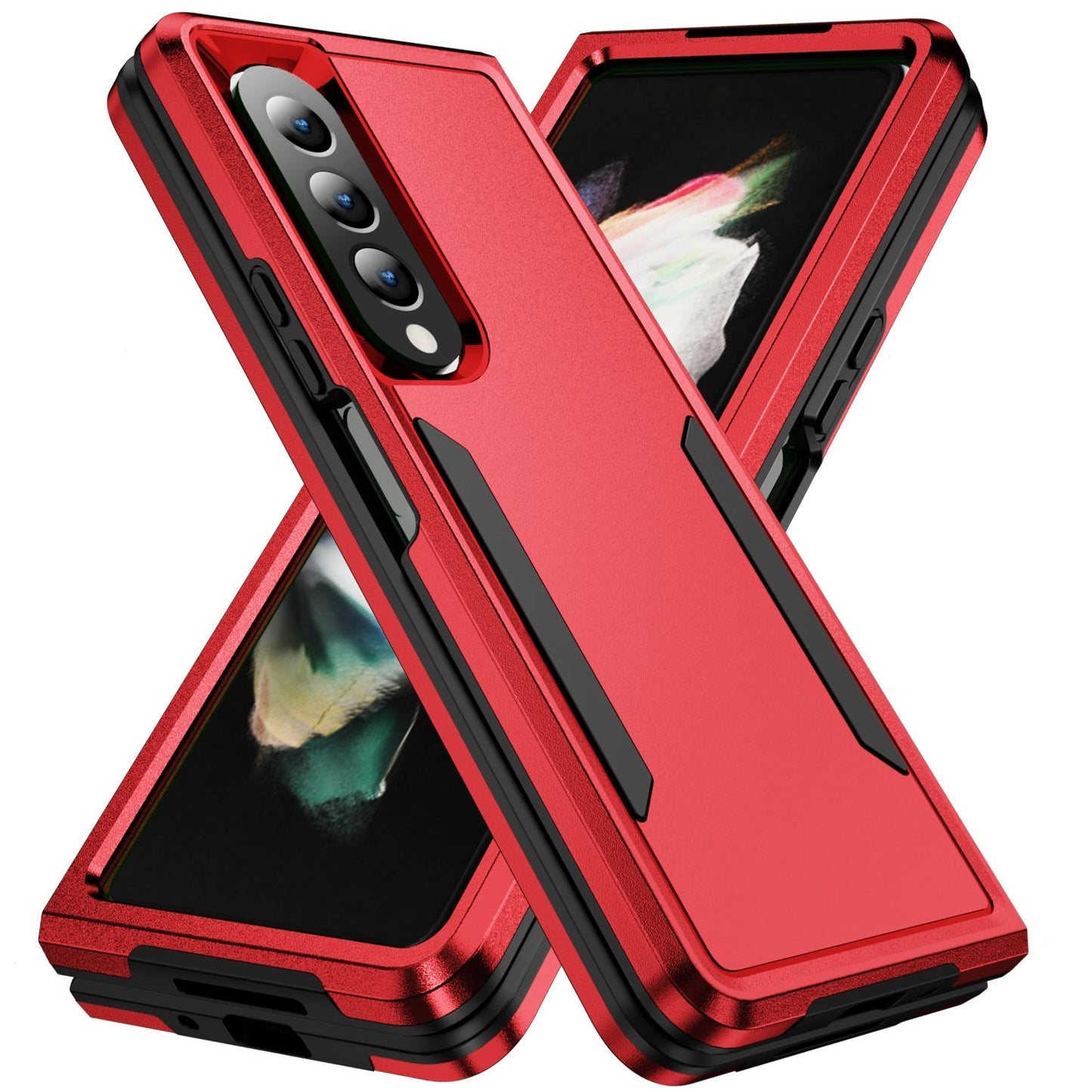 For Samsung Galaxy Z Fold4 5G Shockproof Pc Tpu Case - Red + Black