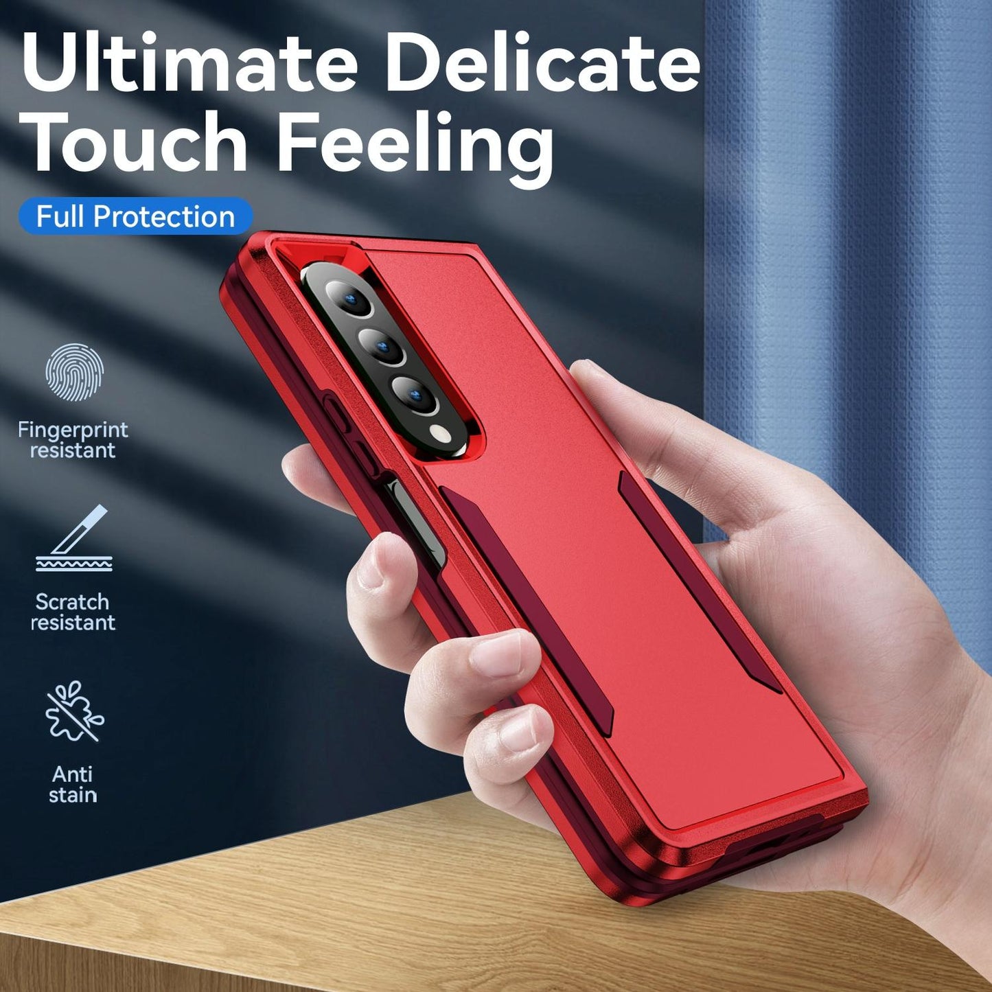 For Samsung Galaxy Z Fold4 5G Shockproof Pc Tpu Case - Red + Black