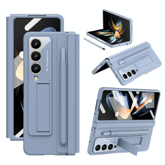 For Samsung Galaxy Z Fold4 5G Phone Case With Pen Slots - Full Coverage - Blue