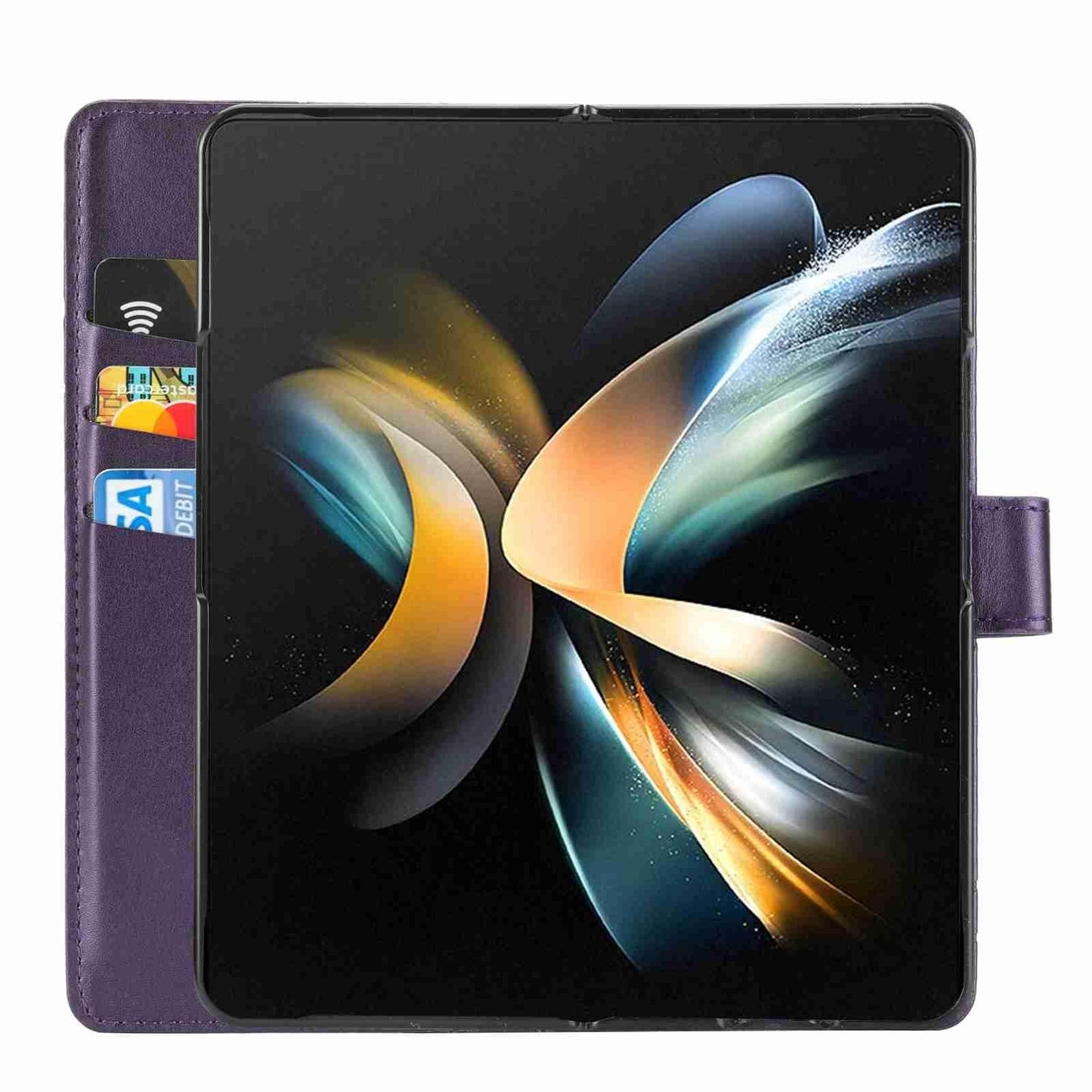 For Samsung Galaxy Z Fold4 5G Embossed Pu Leather Phone Case - Brown