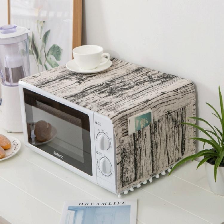 Universal Cotton Linen Microwave Dust Cover - Wood Grain